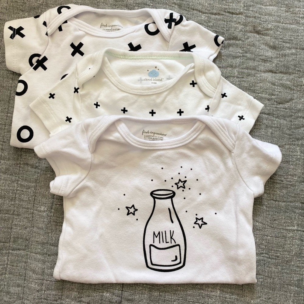 NWOT First Impressions sold at Nordstroms and Cloud Island onesies.